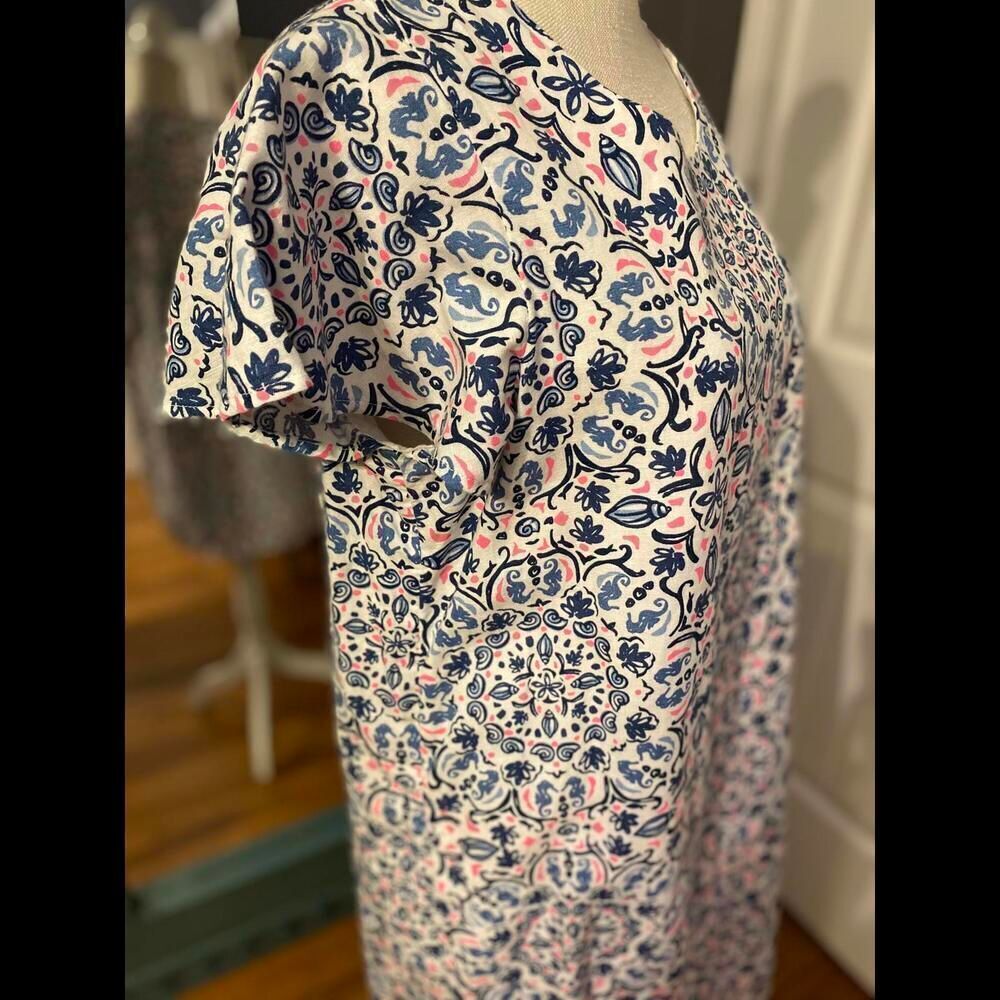 Vineyard Vines Floral‎ Pattern Linen Blend Short Sleeve Dress - Picture 3 of 5